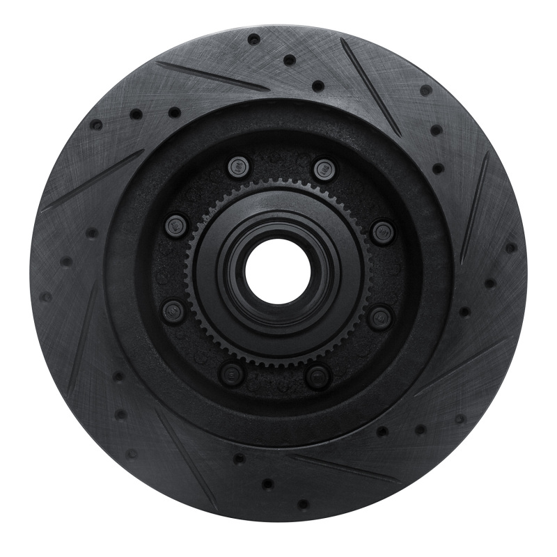 Ford E-350 Econoline Club Wagon Brake Rotor (1) - Front Left - R1 Concepts - Drilled & Slotted - Black - `95-`07